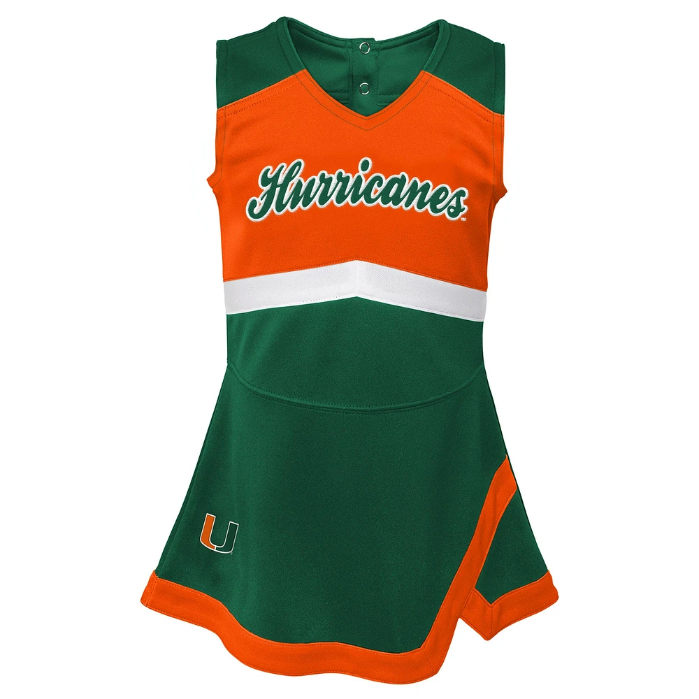 Girls Toddler Green Miami Hurricanes Cheer Captain Dress & Bloomers Two-Piece Set