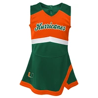 Girls Toddler Green Miami Hurricanes Cheer Captain Dress & Bloomers Two-Piece Set