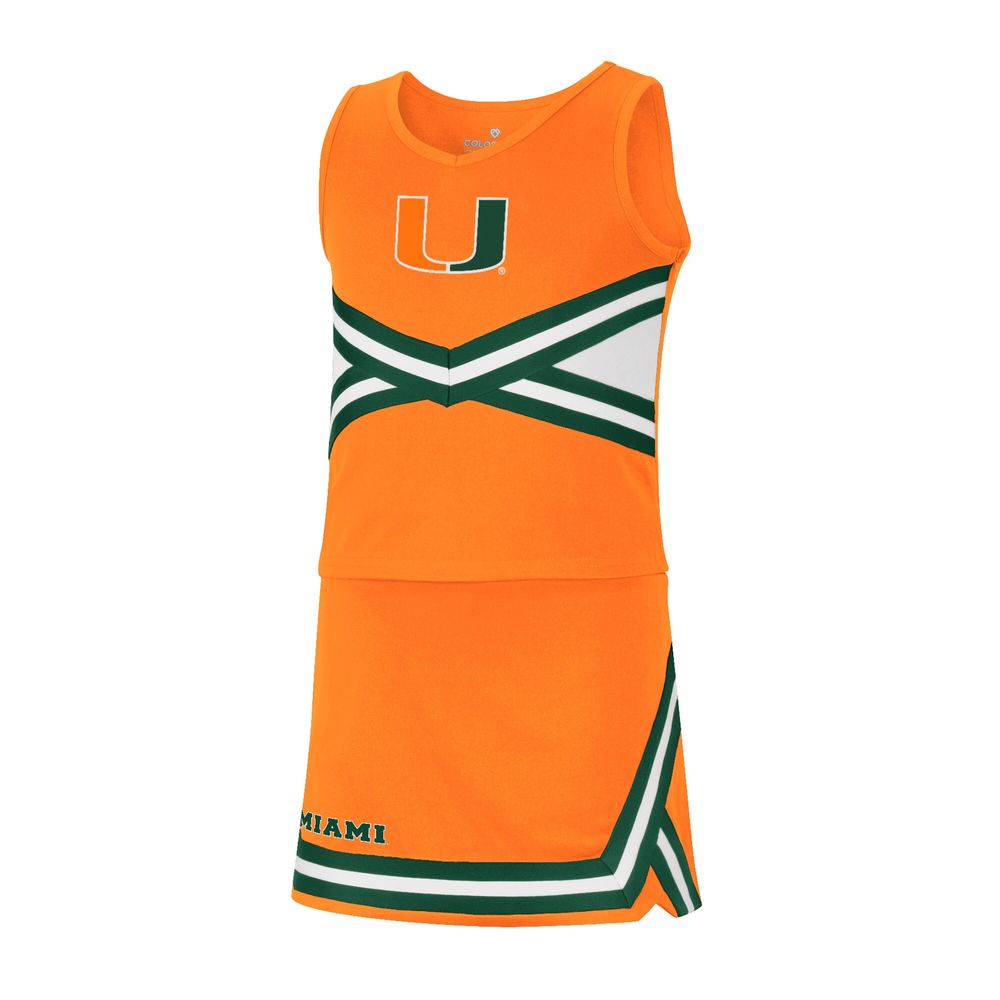 Girls Youth Colosseum Orange Miami Hurricanes Carousel Cheerleader Set