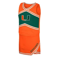 Ensemble haut et jupe de pom-pom girl orange Miami Hurricanes du Colosseum pour filles