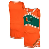 Ensemble haut et jupe de pom-pom girl orange Miami Hurricanes du Colosseum pour filles