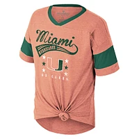 Girls Youth Colosseum  Orange Miami Hurricanes Frontier Tie Front T-Shirt