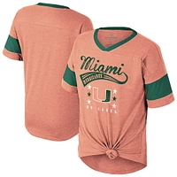 Girls Youth Colosseum  Orange Miami Hurricanes Frontier Tie Front T-Shirt