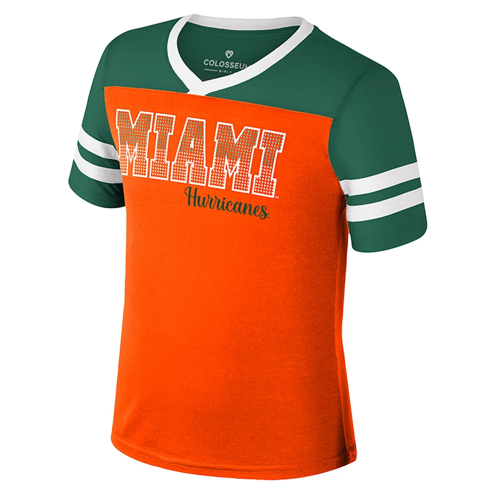 Girls Youth Colosseum Orange Miami Hurricanes Space Opera T-Shirt