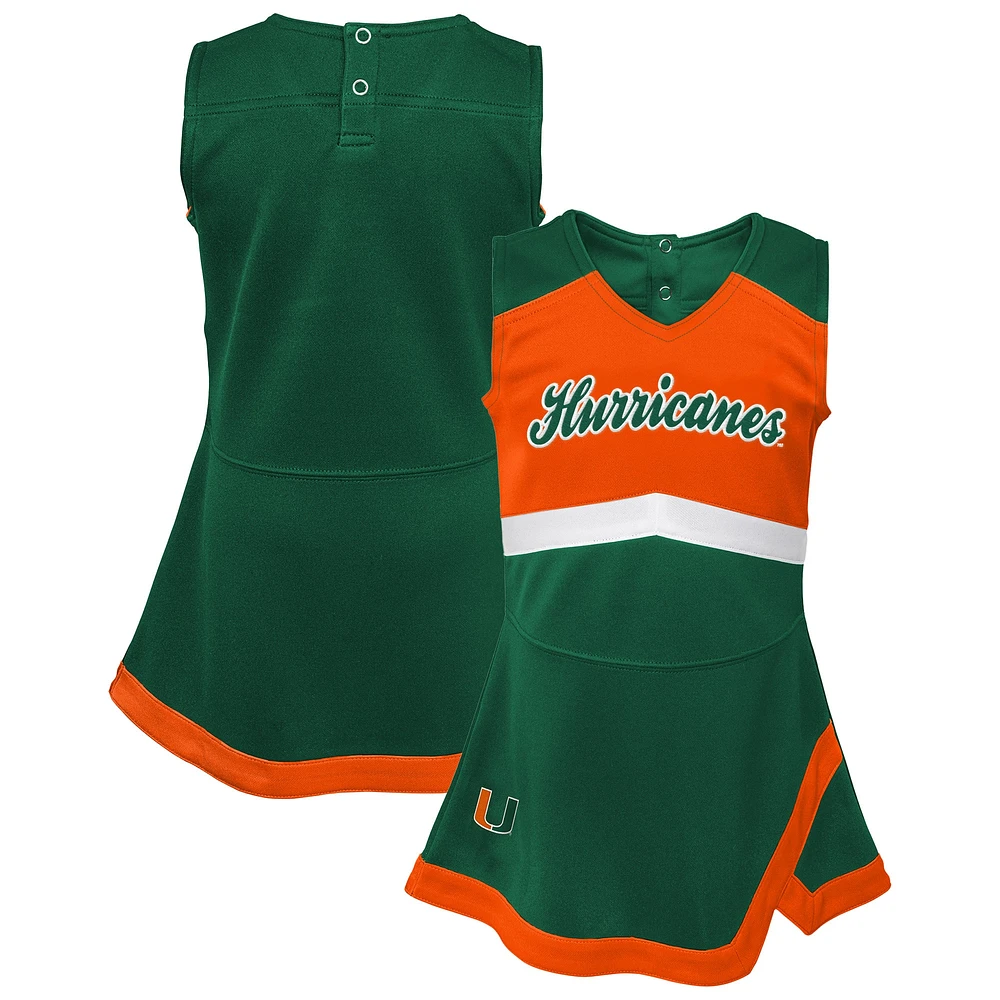 Robe pull verte pour jeunes filles des Miami Hurricanes Cheer Captain