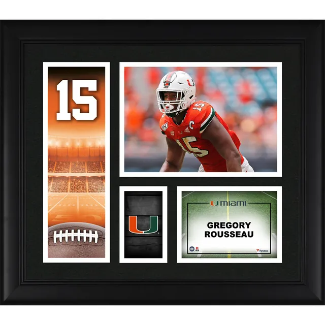 Greg Rousseau Miami Hurricanes 10.5 x 13 Sublimated Player Plaque