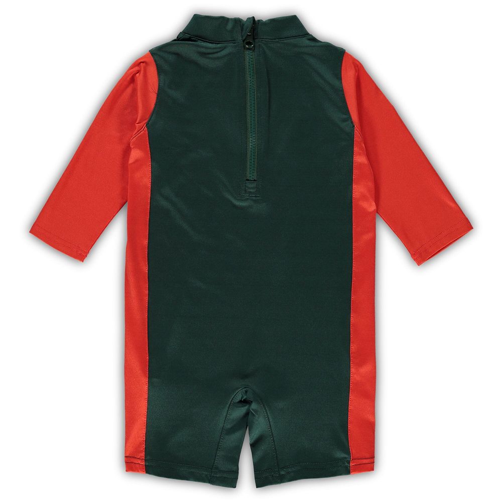 Infant Green/Orange Miami Hurricanes Wave Runner Wetsuit