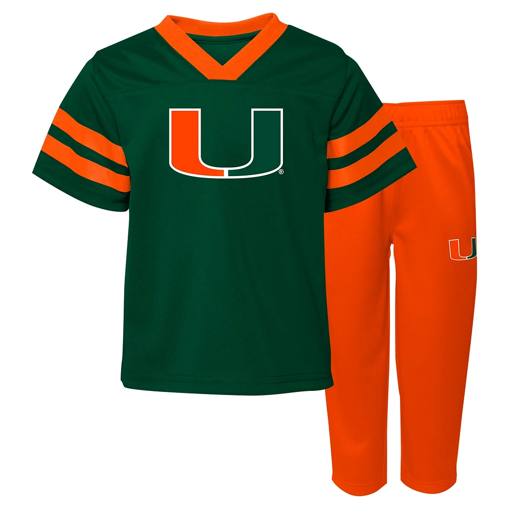 Infant Miami Hurricanes Two-Piece Red Zone Jersey & Pants Set