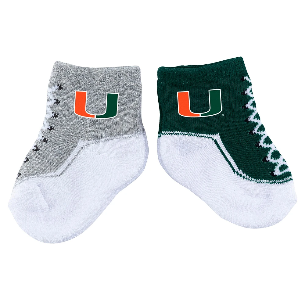 Lot de deux paires de chaussettes pour bébé ZooZatz Miami Hurricanes