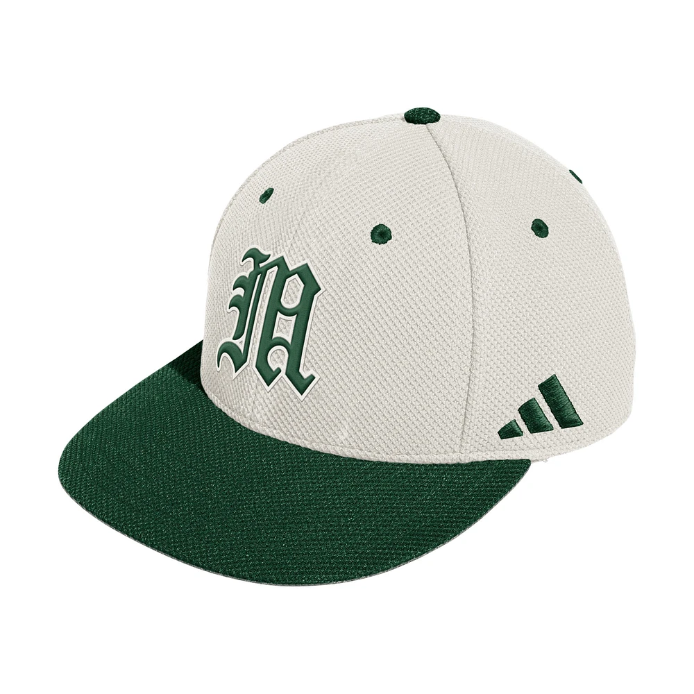 Men's adidas  Cream Miami Hurricanes On-Field Fitted Baseball Hat