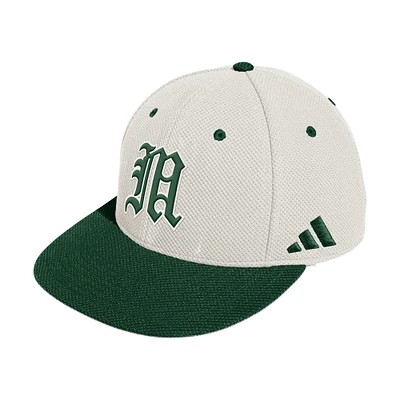 Men's adidas  Cream Miami Hurricanes On-Field Fitted Baseball Hat
