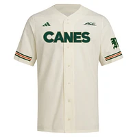 Maillot de baseball réplique adidas pour homme couleur crème Miami Hurricanes