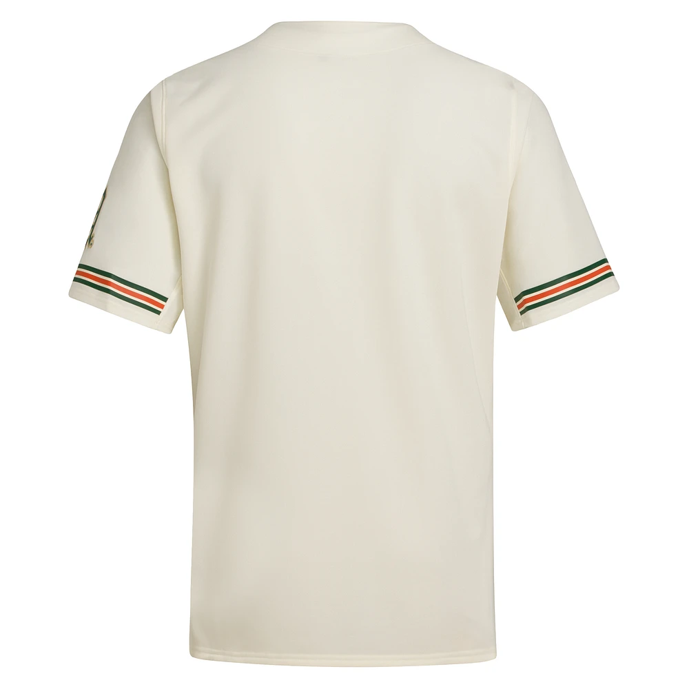 Maillot de baseball réplique adidas pour homme couleur crème Miami Hurricanes