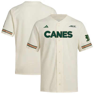 Maillot de baseball réplique adidas pour homme couleur crème Miami Hurricanes