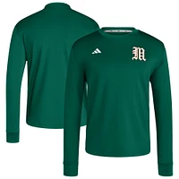 Men's adidas  Green Miami Hurricanes Dugout Pullover Sweatshirt