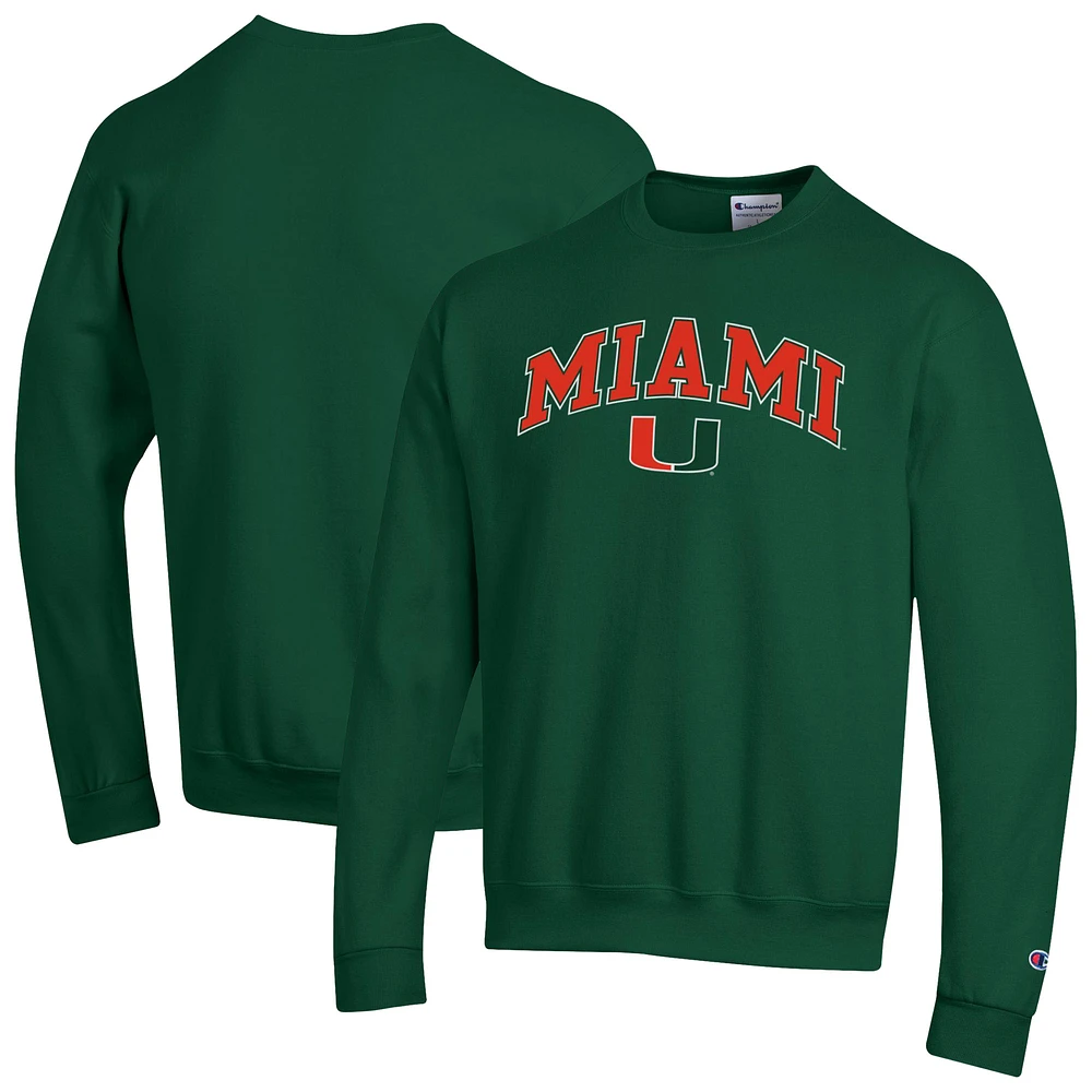 Sweat-shirt à capuche avec logo Arch Over des Miami Hurricanes pour homme, vert champion