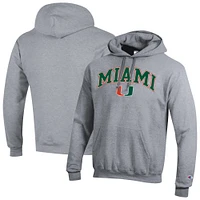 Sweat à capuche logo Arch Over Champion gris chiné pour homme des Miami Hurricanes