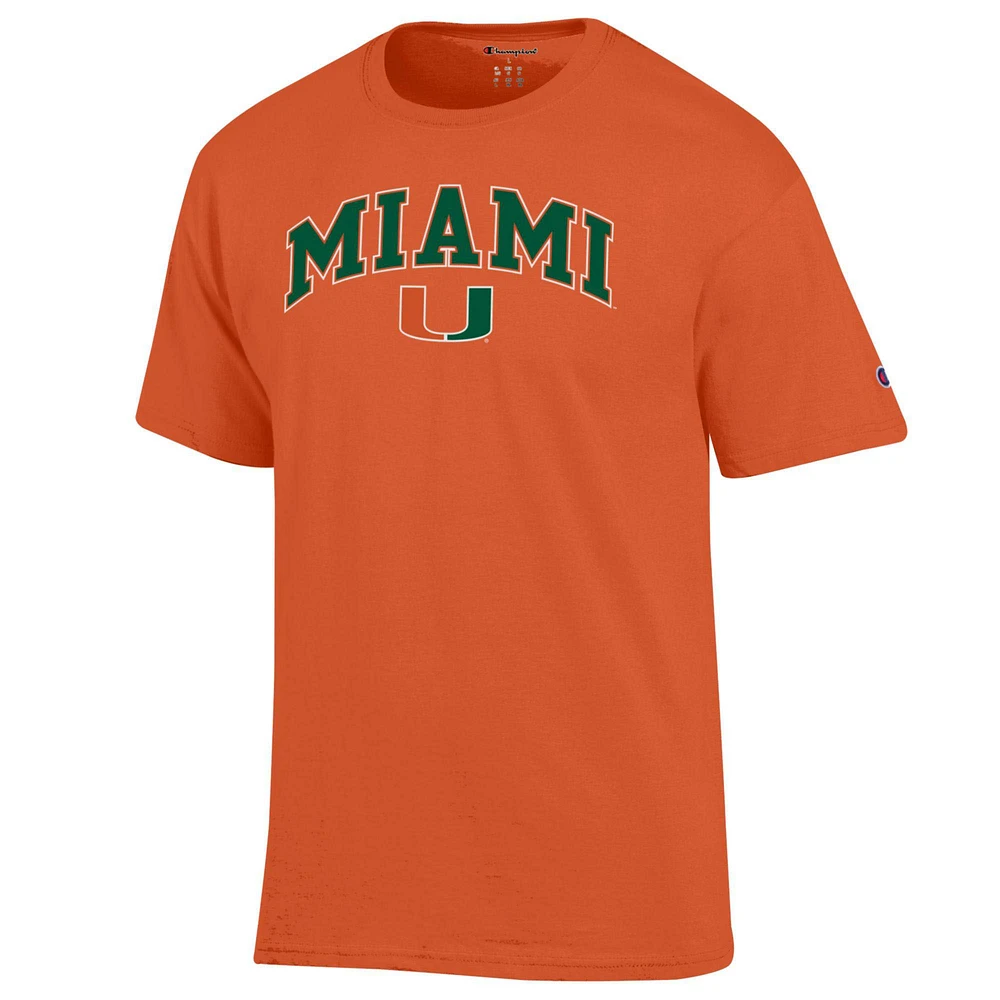 T-shirt orange Champion Miami Hurricanes avec logo arqué pour homme