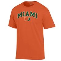 T-shirt orange Champion Miami Hurricanes avec logo arqué pour homme