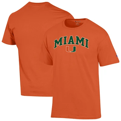 T-shirt orange Champion Miami Hurricanes avec logo arqué pour homme