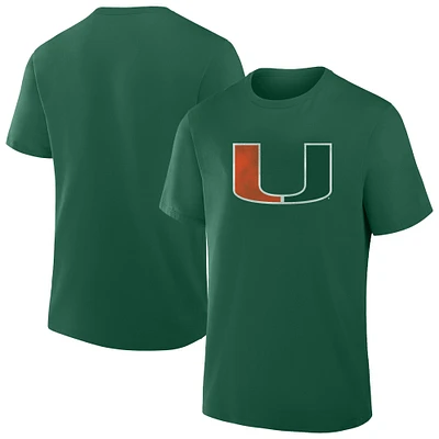 T-shirt Fanatics pour hommes, vert, avec logo vintage vieilli, taille grande et grande, Miami Hurricanes