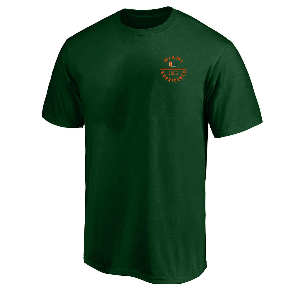 Men's Fanatics  Green Miami Hurricanes Big & Tall Fast Break 2 Hit T-Shirt