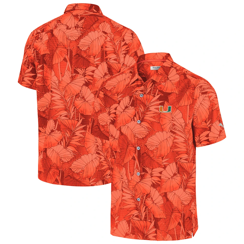 Men's Tommy Bahama  Orange Miami Hurricanes Coast Nuevo Fronds Camp Button-Up Top