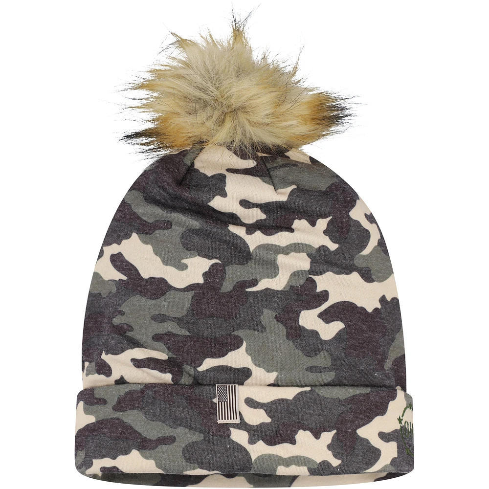 Men's Top of the World  Camo Miami Hurricanes Operation Hat Trick Woven Cuffed Knit Hat with Pom