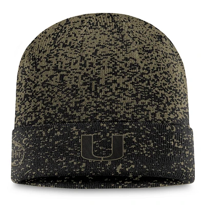 Men's Top of the World  Olive/Black Miami Hurricanes Cuffed Knit Two-Tone Hat