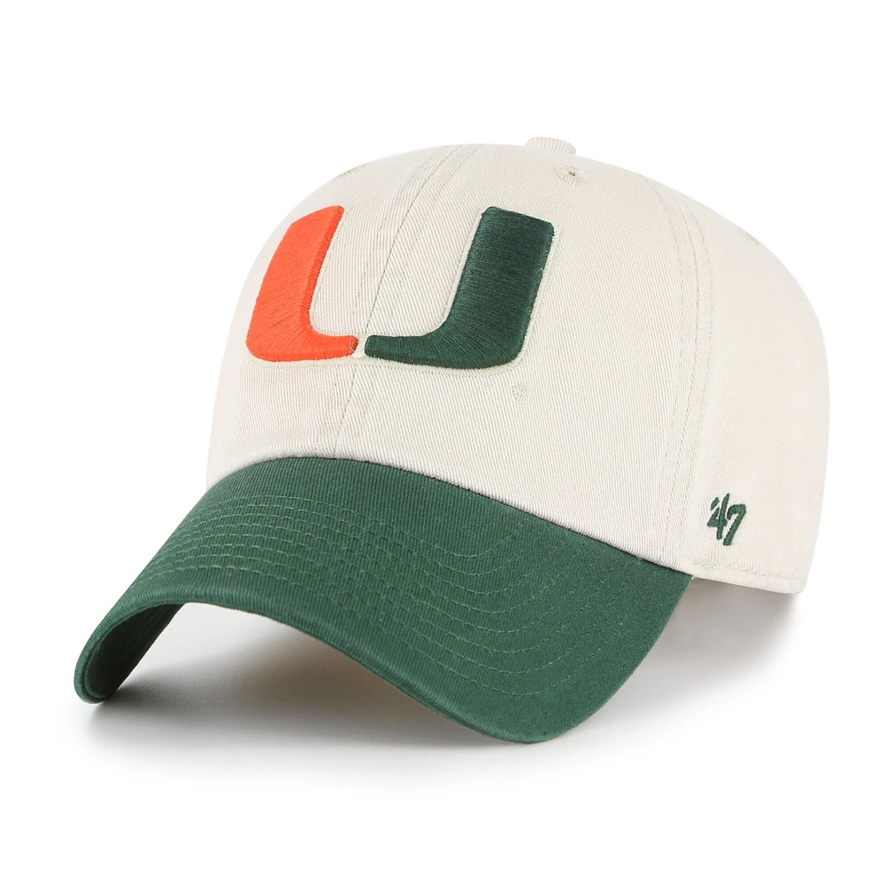 Casquette ajustable « 47 Cream Miami Hurricanes Grand Stand Clean Up » pour homme