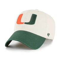 Casquette ajustable « 47 Cream Miami Hurricanes Grand Stand Clean Up » pour homme