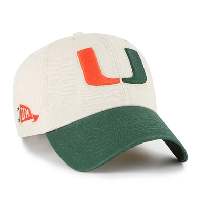 Casquette ajustable « 47 Cream Miami Hurricanes Grand Stand Clean Up » pour homme
