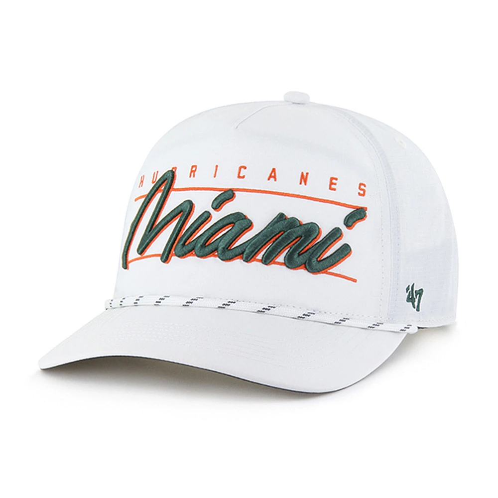 Men's '47 White Miami Hurricanes Condor Hitch brrr° Adjustable Hat