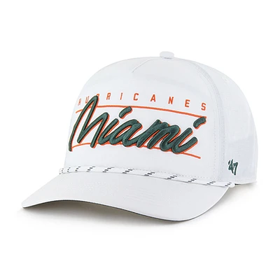 Men's '47 White Miami Hurricanes Condor Hitch brrr° Adjustable Hat