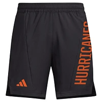 Short adidas noir Miami Hurricanes conçu pour l'entraînement AEROREADY homme