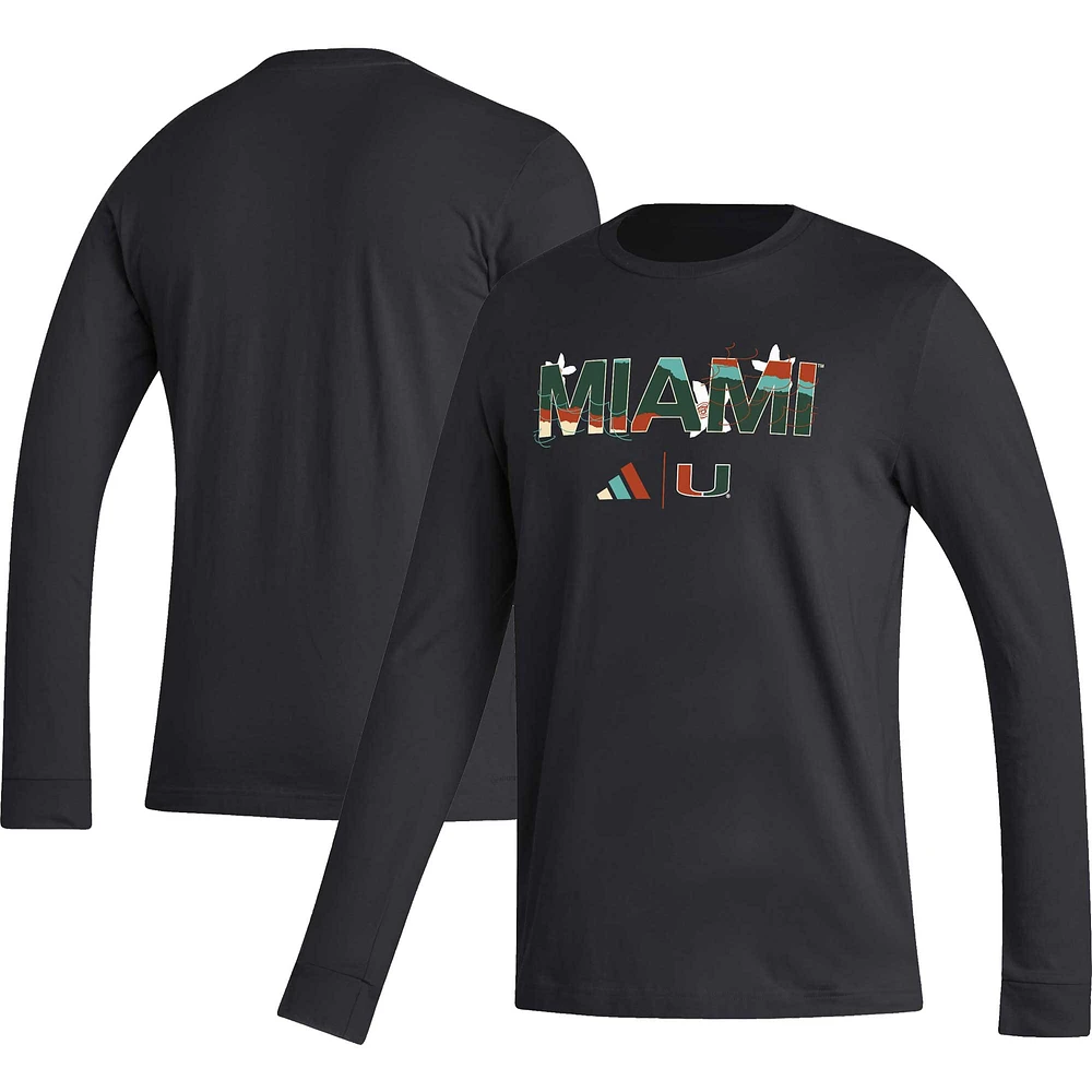 T-shirt à manches longues adidas Miami Hurricanes Honoring Black Excellence pour homme