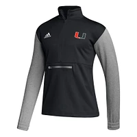 Men's adidas Black Miami Hurricanes Sideline AEROREADY Half-Zip Top