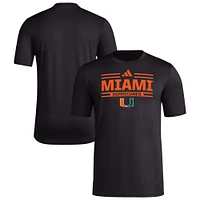 T-shirt d'avant-match adidas Miami Hurricanes Strategy pour homme noir