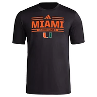 T-shirt d'avant-match adidas Miami Hurricanes Strategy pour homme noir