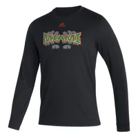 T-shirt à manches longues adidas Miami Hurricanes Touchdown Ring Creator noir pour homme