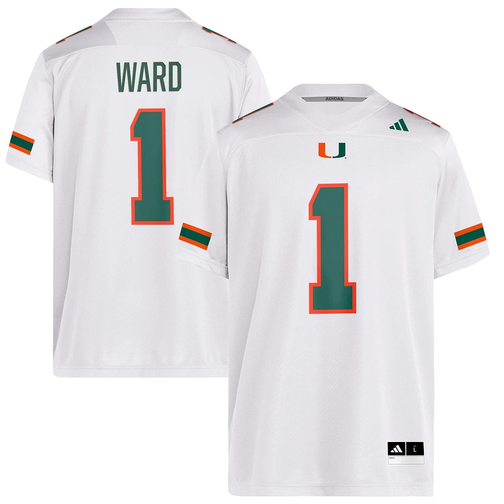 Men's adidas Cam Ward White Miami Hurricanes NIL Football Player Jersey