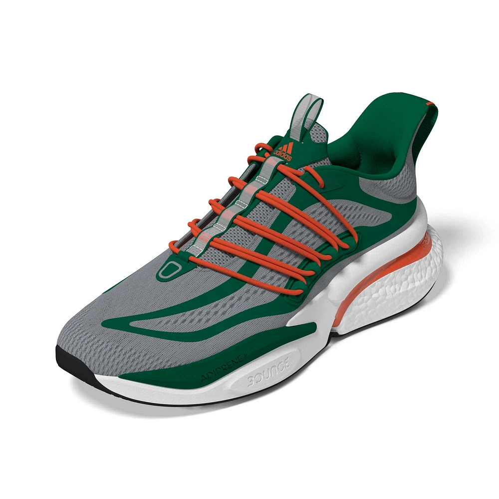 Men's adidas Green/Orange Miami Hurricanes Alphaboost V1 Sustainable BOOST Shoes