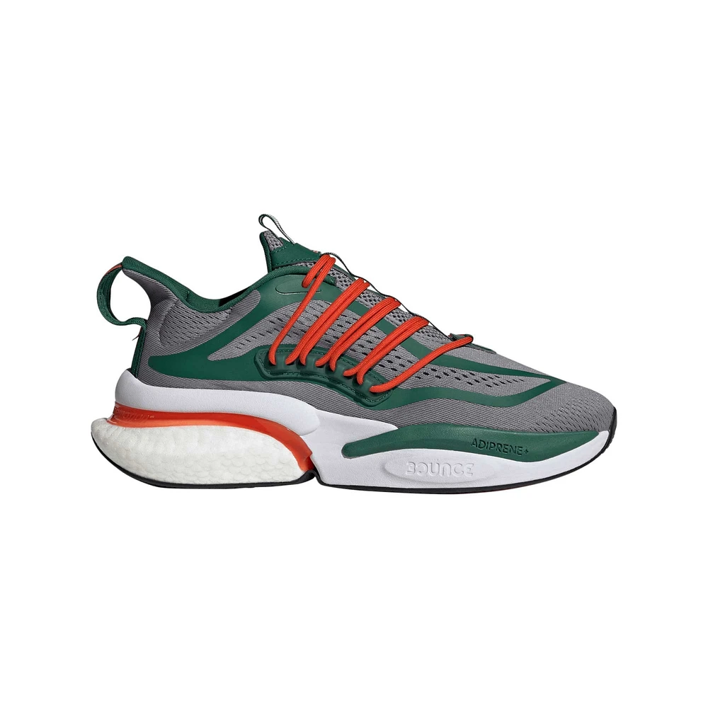 Chaussures adidas vert/orange Miami Hurricanes Alphaboost V1 Sustainable BOOST pour hommes