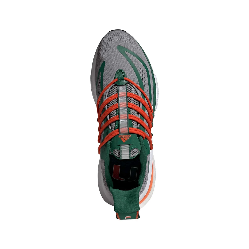 Men's adidas Green/Orange Miami Hurricanes Alphaboost V1 Sustainable BOOST Shoes