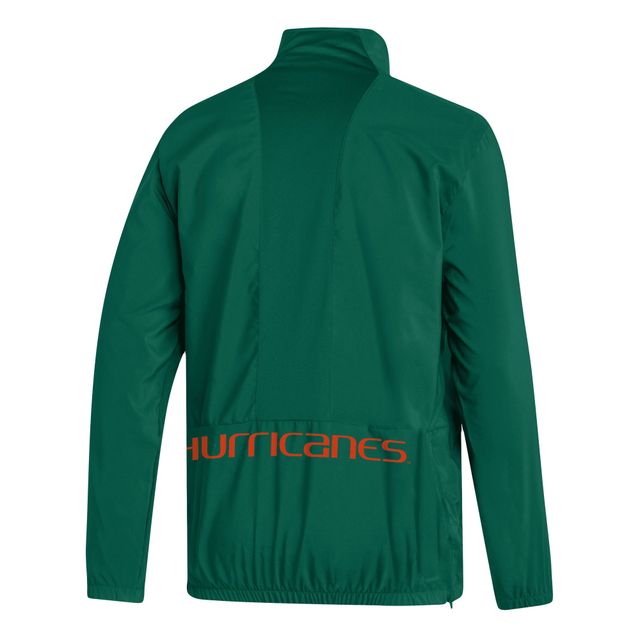 Veste à demi-zip adidas Miami Hurricanes AEROREADY verte pour hommes