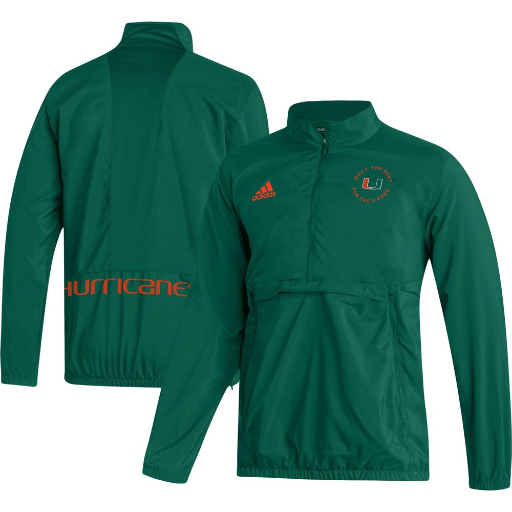 Men's adidas Green Miami Hurricanes AEROREADY Half-Zip Jacket