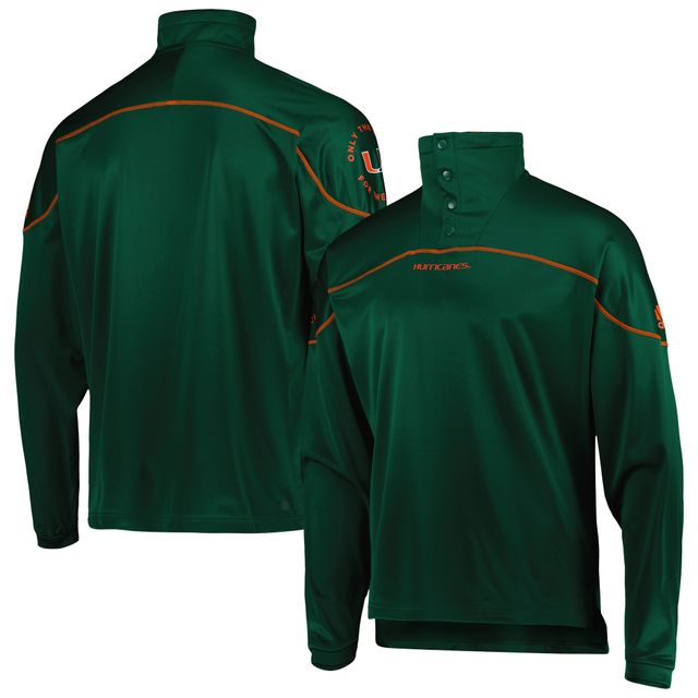 Veste verte adidas Miami Hurricanes AEROREADY Knit Quarter-Snap pour hommes