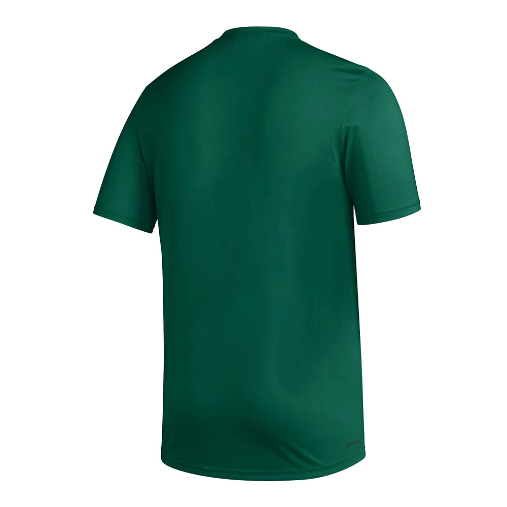 T-shirt d'avant-match adidas Miami Hurricanes AEROREADY vert pour homme