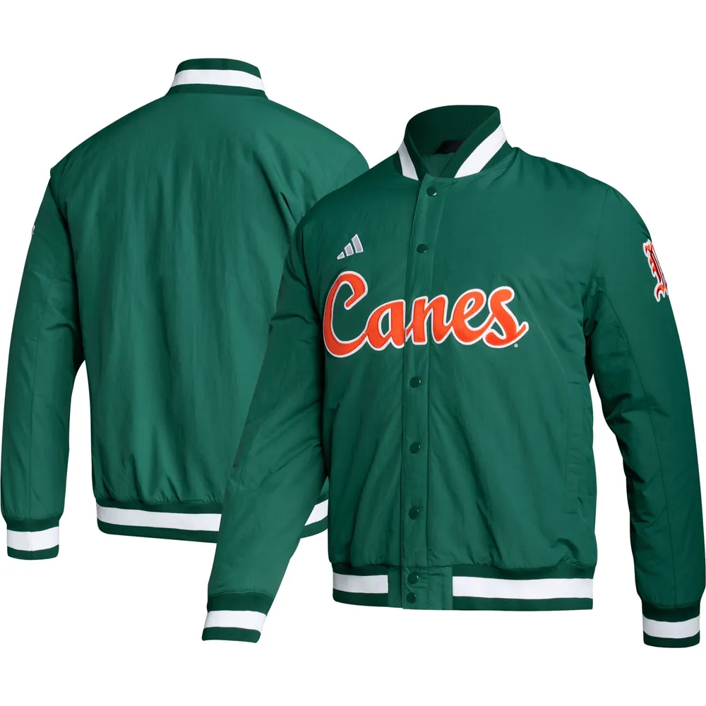 Veste à boutons-pression pour hommes adidas Miami Hurricanes Baseball Coaches vert