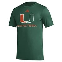 T-shirt d'avant-match de basket-ball adidas Miami Hurricanes Fadeaway vert AEROREADY pour hommes